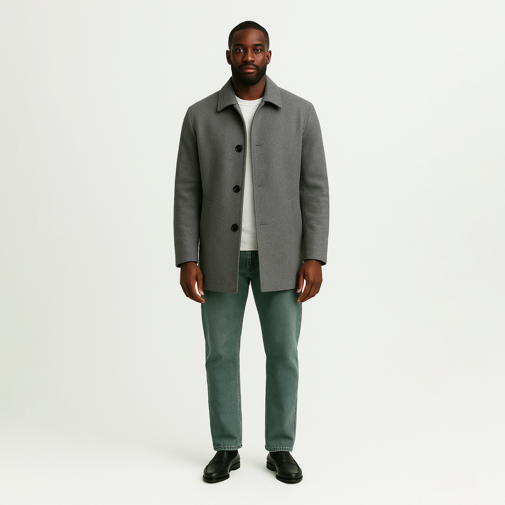 London Charme Denmark Men’s Short Wool Overcoat